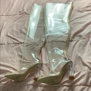 Clear Heel Over the Knee Boots